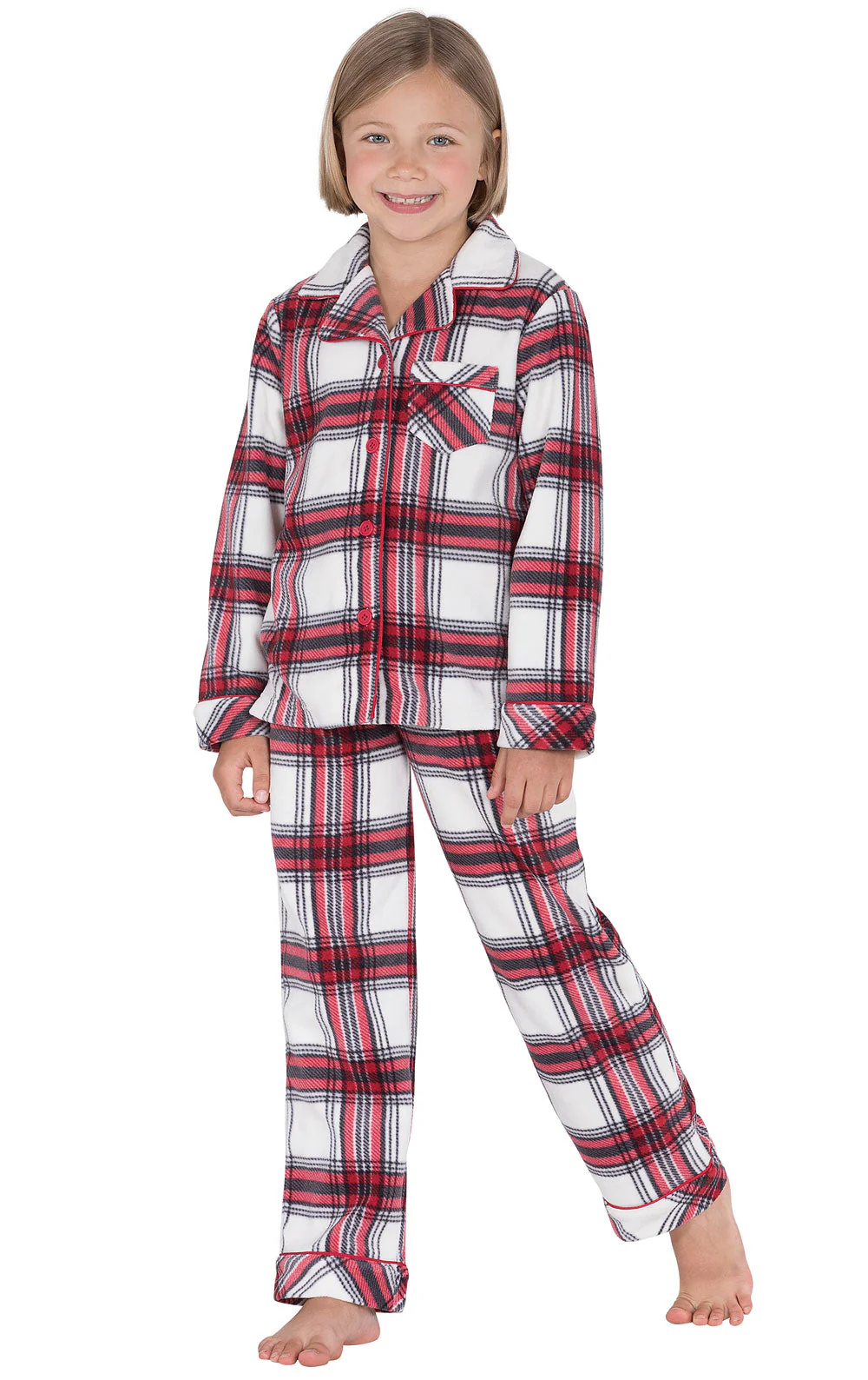 Fireside Fleece Button-Front Unisex Kids Pajamas - Family Set - Image 3