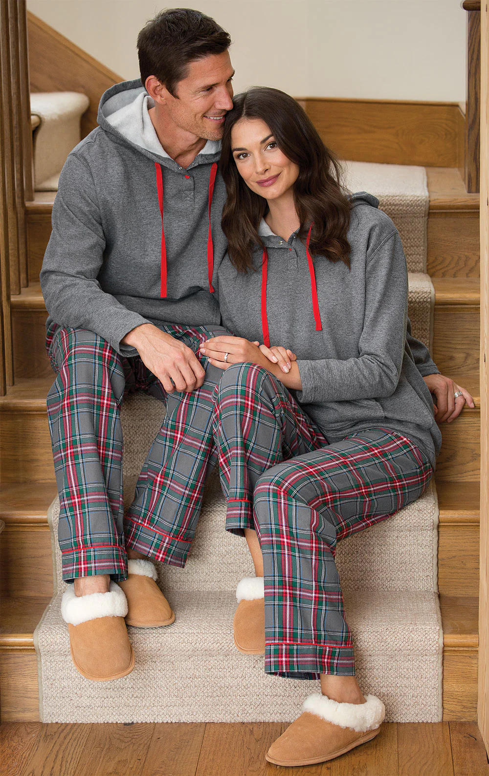 Gray Plaid Hoodie & Pant Men's Pajamas - Image 4