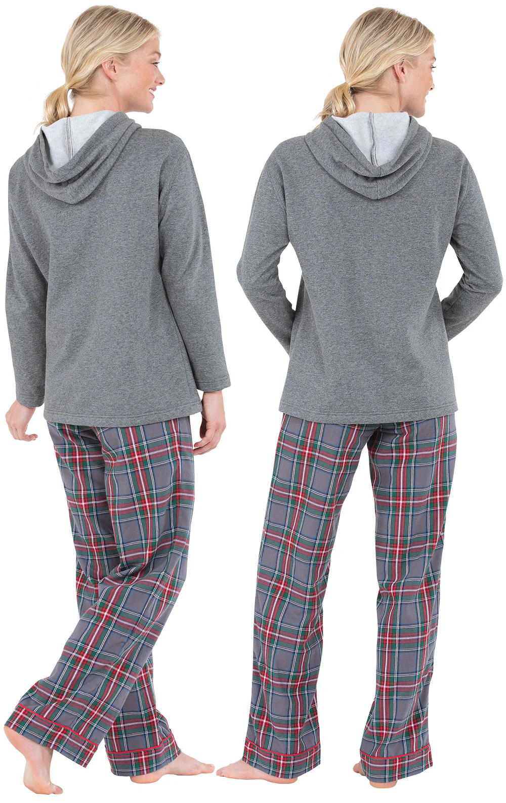 Gray Plaid Hoodie & Pant Pajamas - Family Set - Image 4