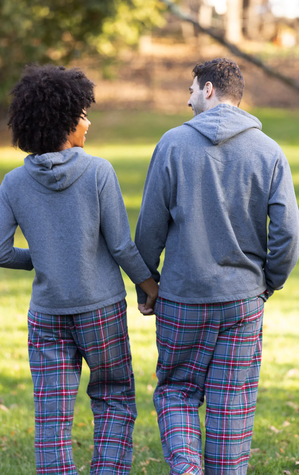 Gray Plaid Matching Couples Pajamas - Image 3