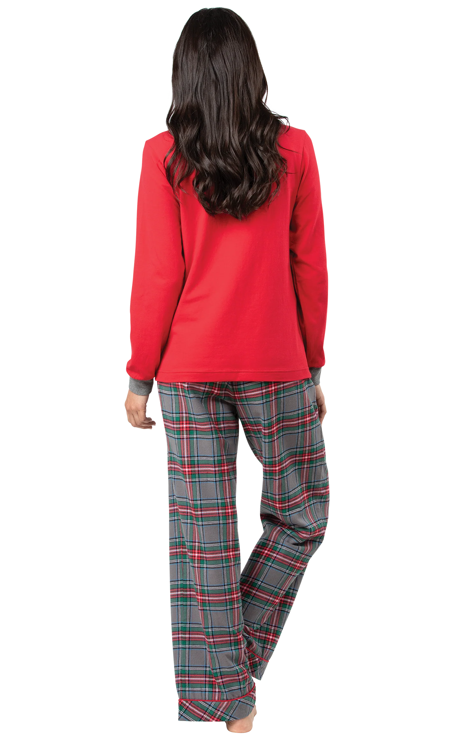 Gray Plaid Pullover Jersey Flannel Pajamas - Image 3