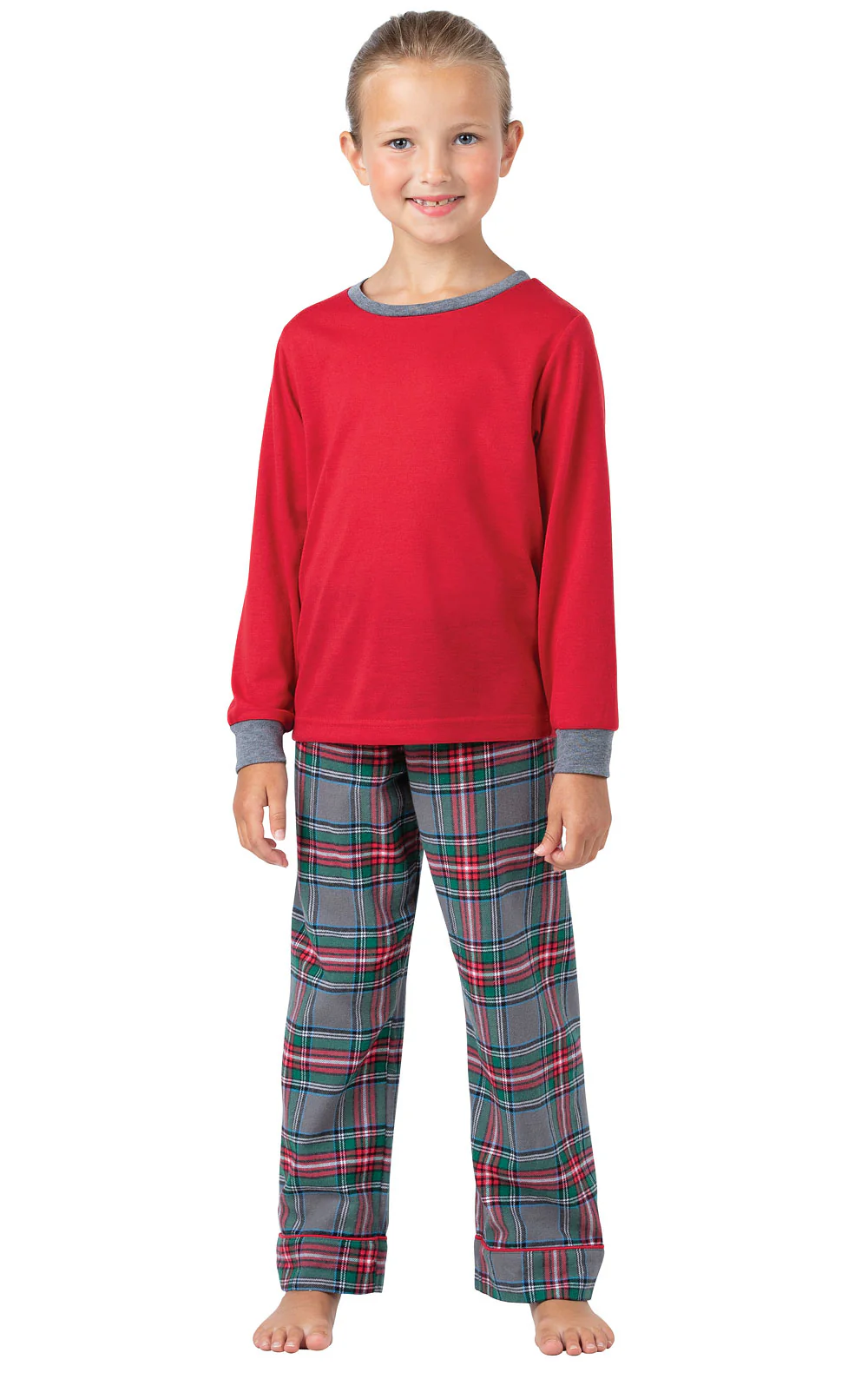 Gray Plaid Unisex Kids Pajamas - Family Set - Image 3