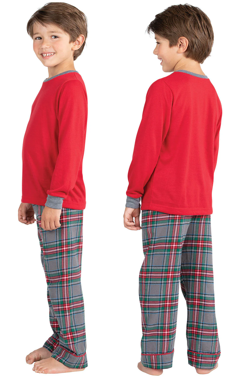 Gray Plaid Unisex Kids Pajamas - Family Set - Image 4