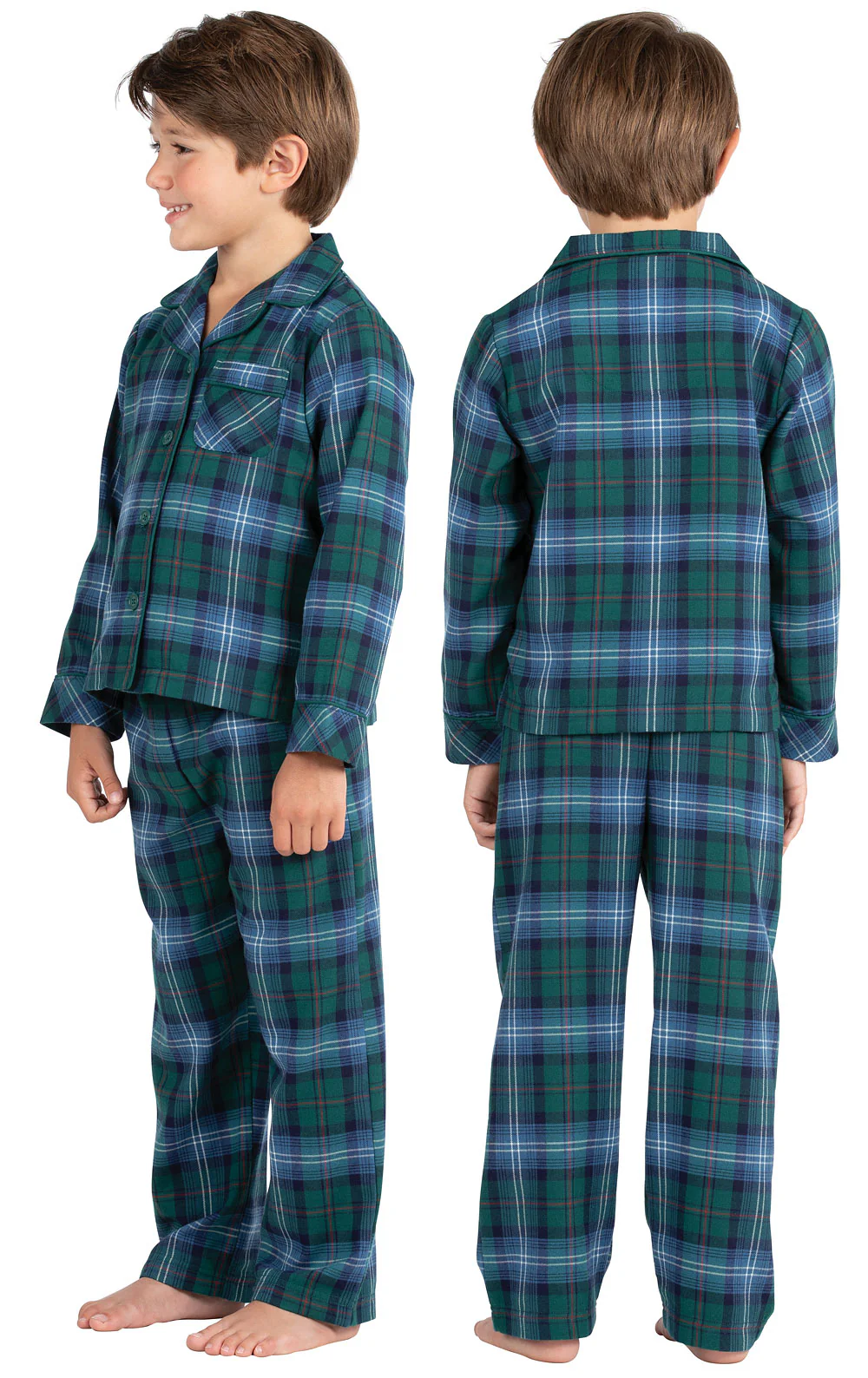 Heritage Plaid Button-Front Unisex Kids Pajamas - Image 2