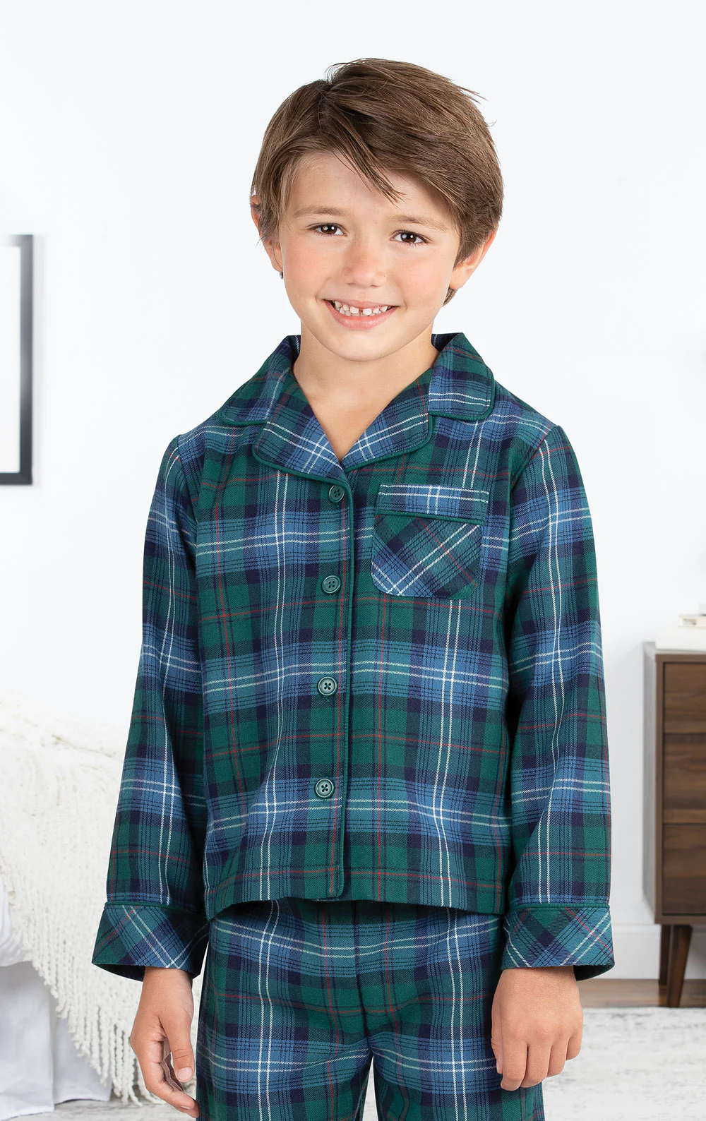 Heritage Plaid Button-Front Unisex Kids Pajamas - Image 3