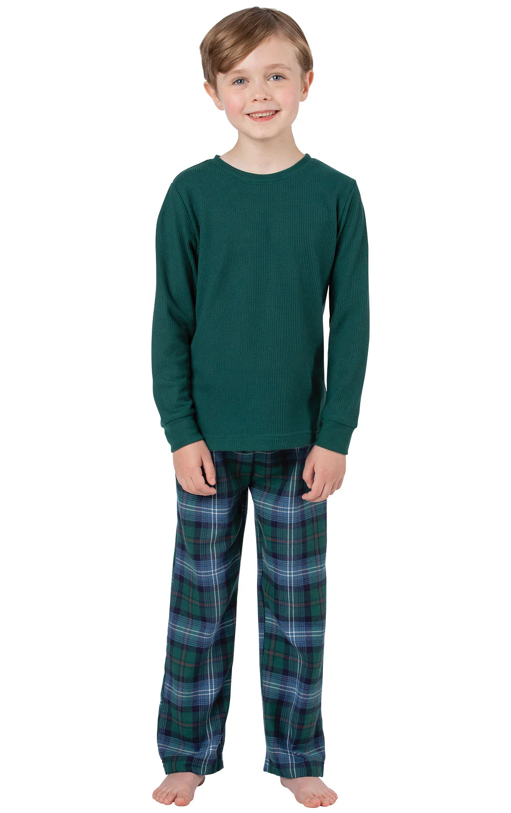 Heritage Plaid Thermal Top Unisex Kids Pajamas - Image 3