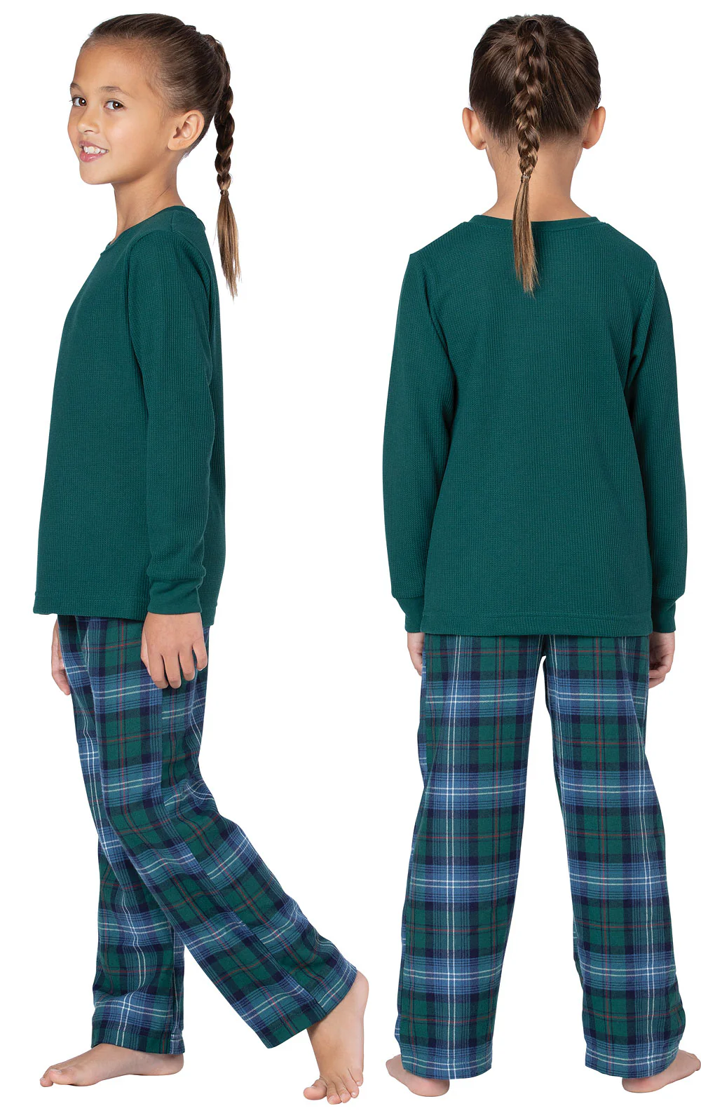 Heritage Plaid Thermal Top Unisex Kids Pajamas - Image 4
