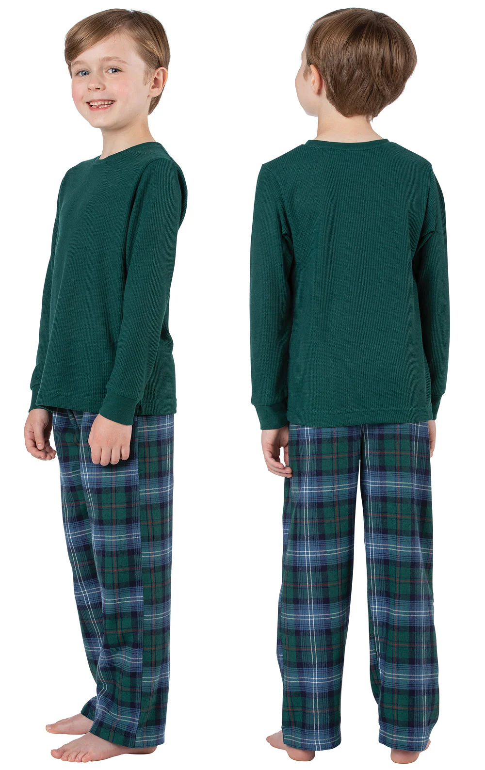 Heritage Plaid Thermal Top Unisex Kids Pajamas - Image 5
