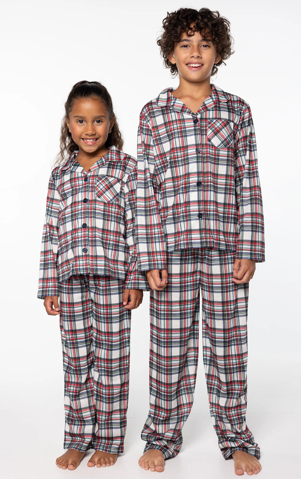 Farrell Plaid Unisex Kids Button-Front Pajamas