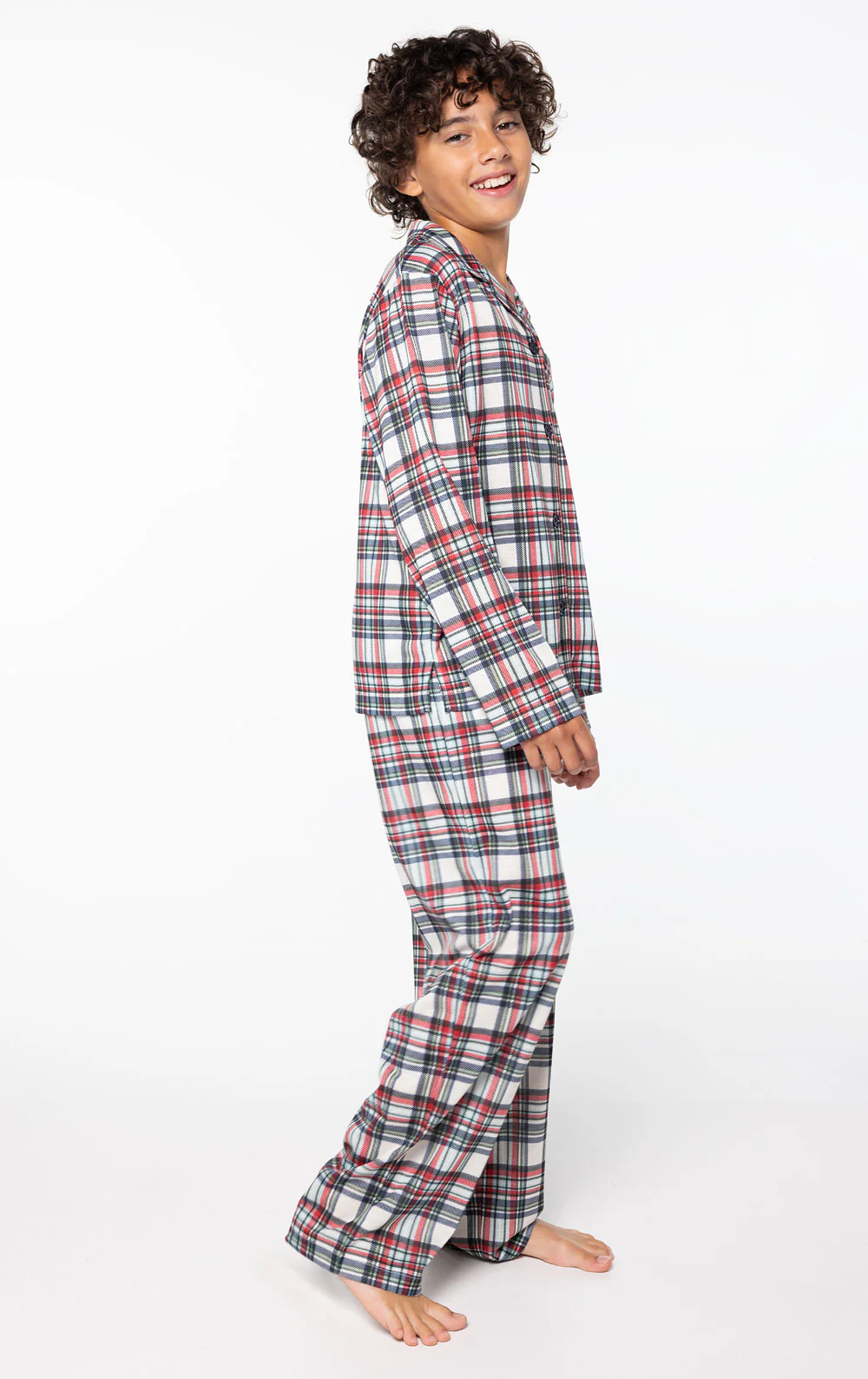 Farrell Plaid Unisex Kid’s Button-Front Pajamas - Family Set - Image 10