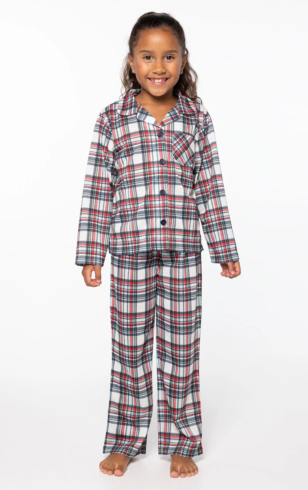 Farrell Plaid Unisex Kid’s Button-Front Pajamas - Family Set - Image 3