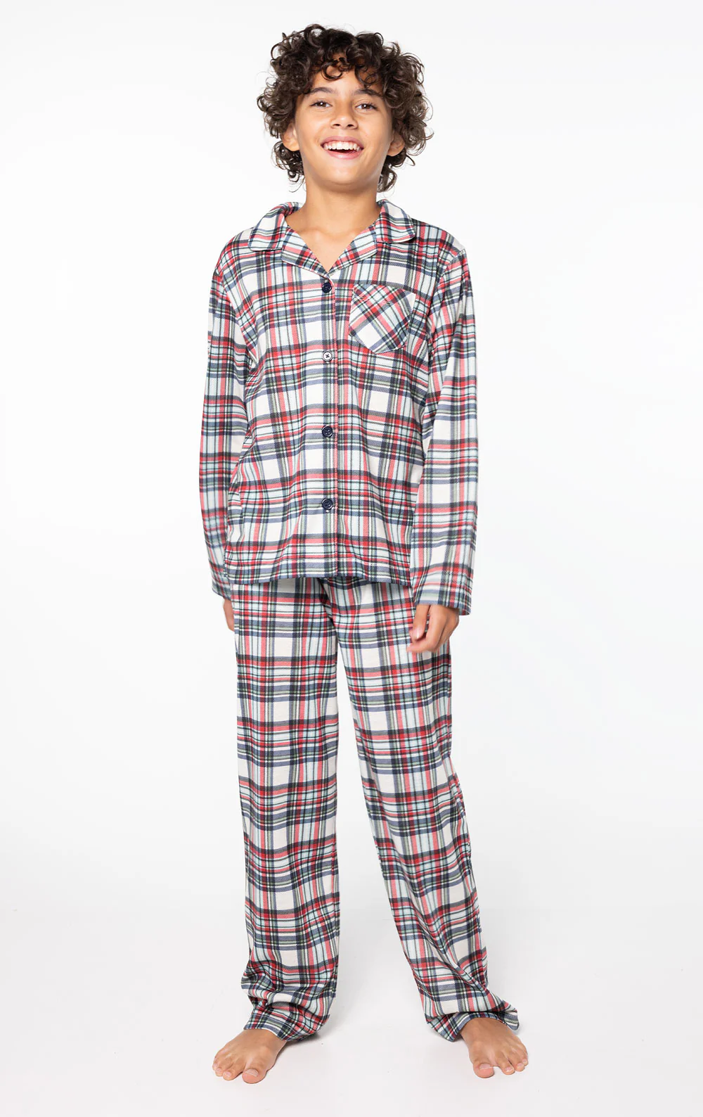 Farrell Plaid Unisex Kid’s Button-Front Pajamas - Family Set - Image 4