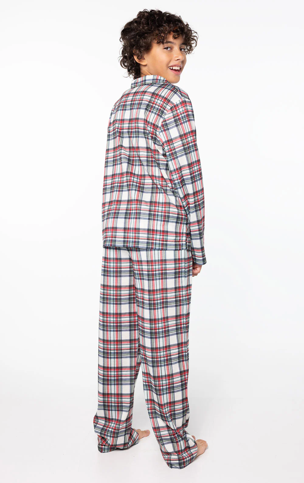 Farrell Plaid Unisex Kid’s Button-Front Pajamas - Family Set - Image 7