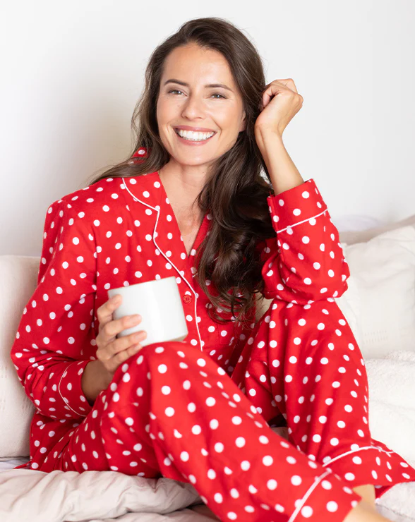 Holi-Dot Button-Front Flannel Pajamas - Image 3