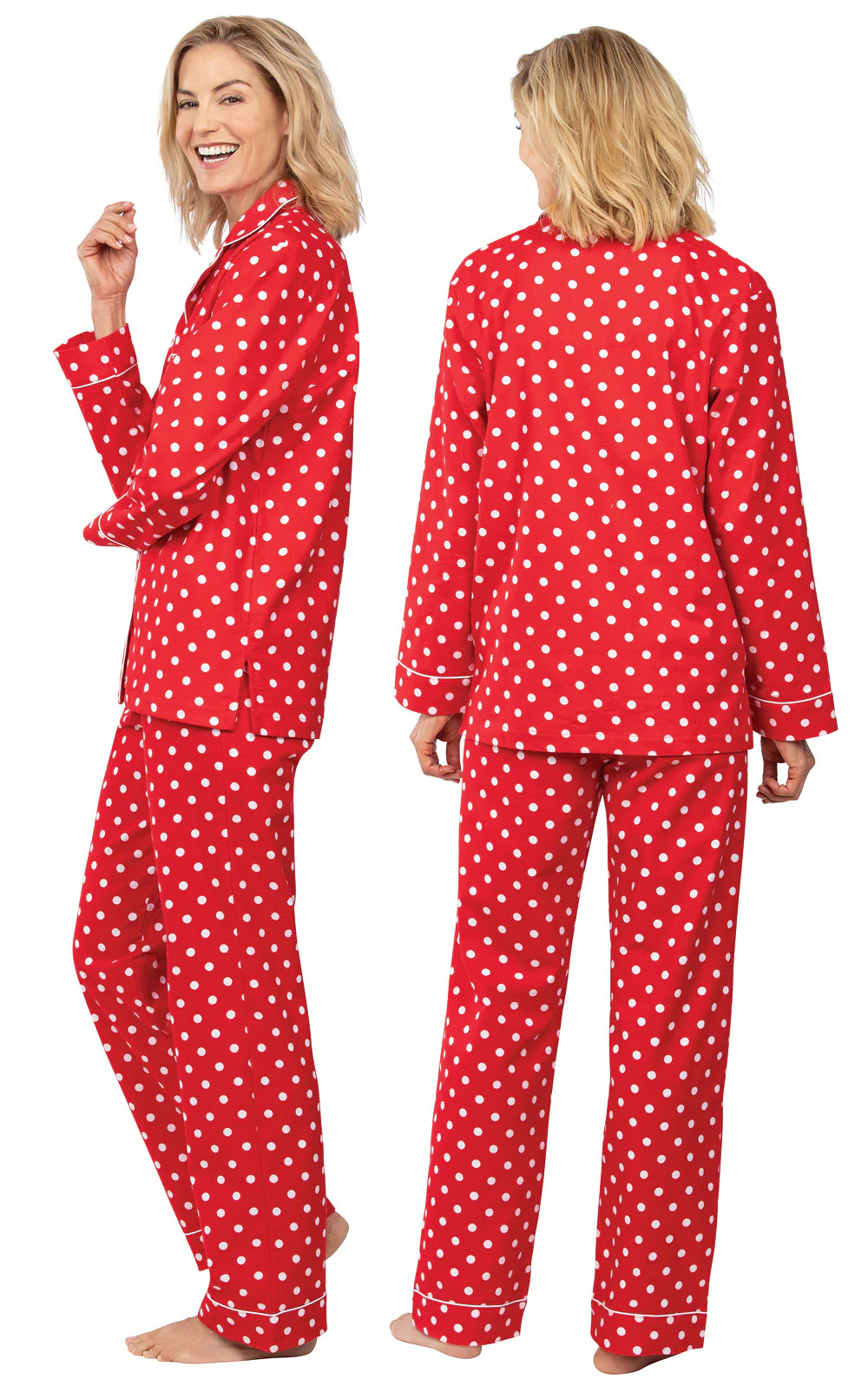 Holi-Dot Button-Front Flannel Pajamas - Image 5