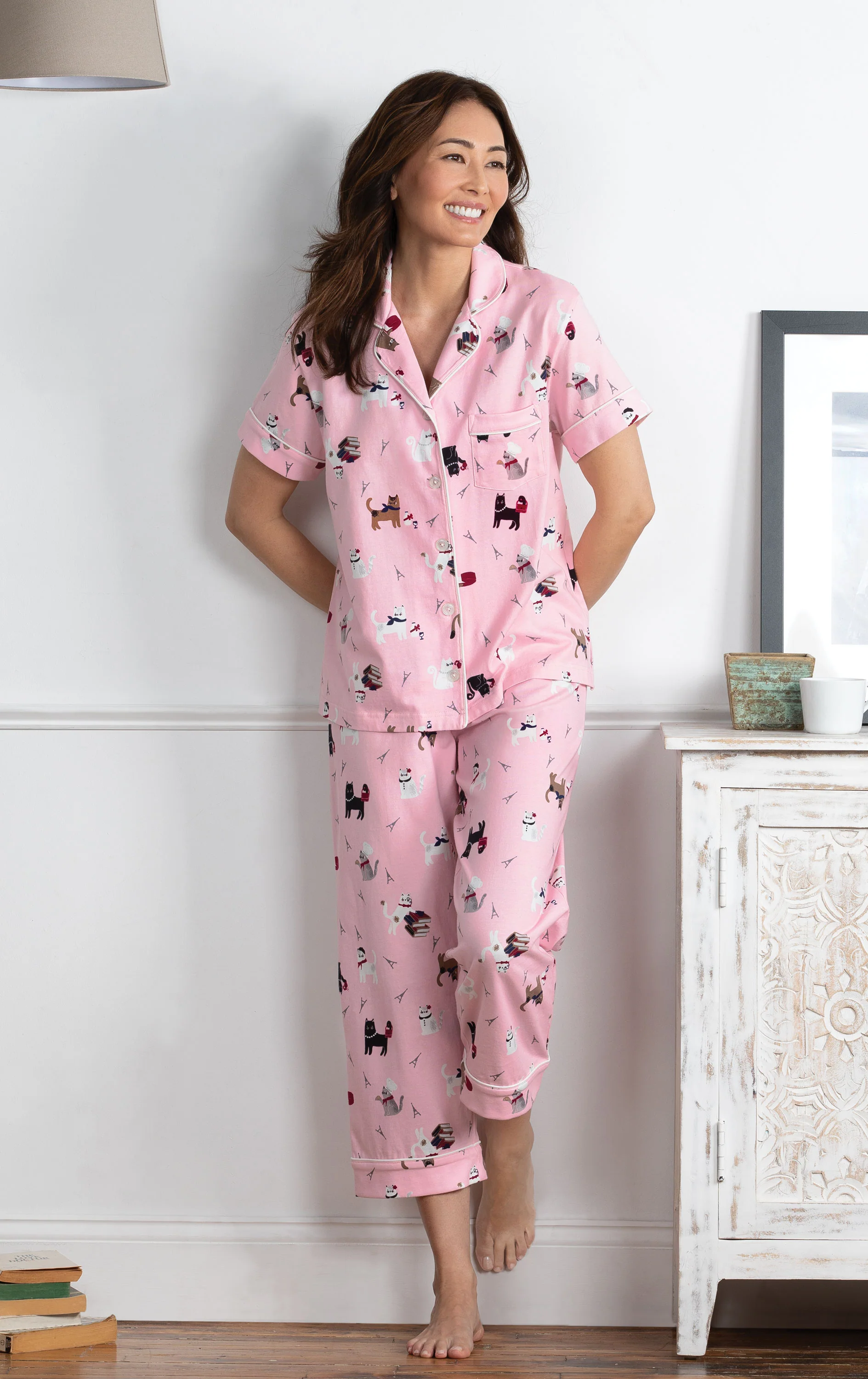 Kitty In Paris Short Sleeve Button-Front Pajamas - Image 4