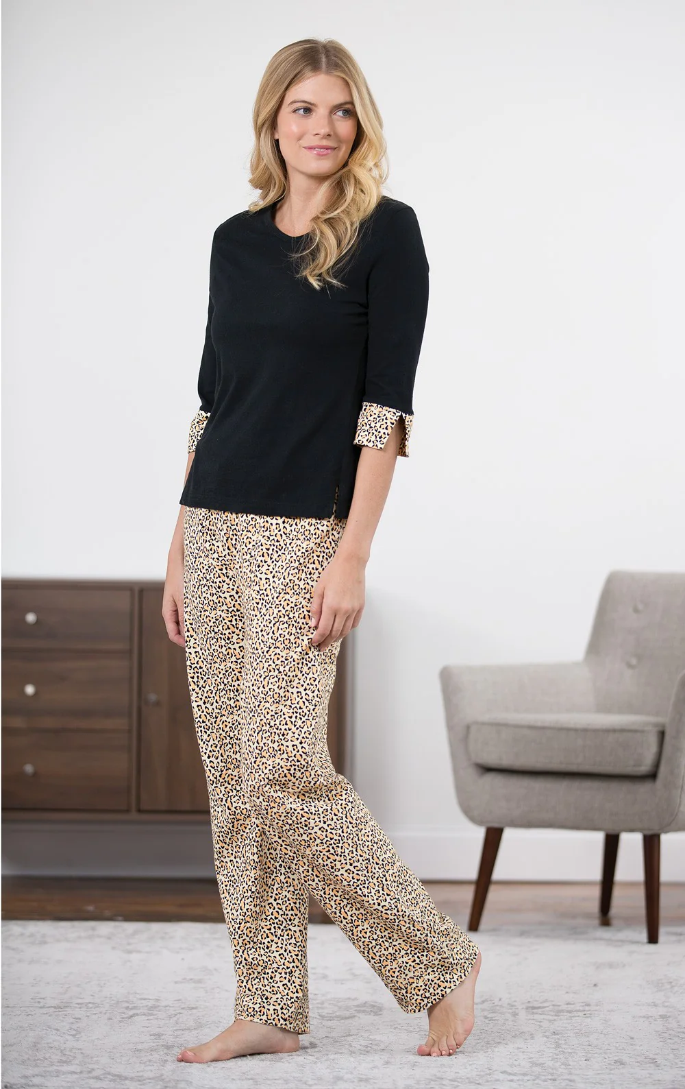 Leopard Convertible Sleeve Pajamas - Final Sale - Image 2
