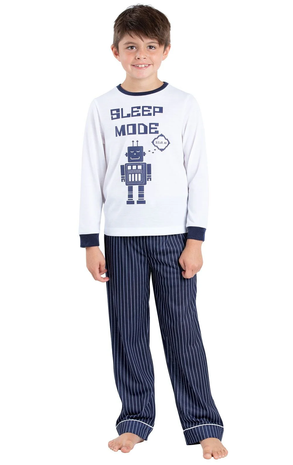 Sleep Mode Graphic Tee Long Sleeve Unisex Kids Pajamas