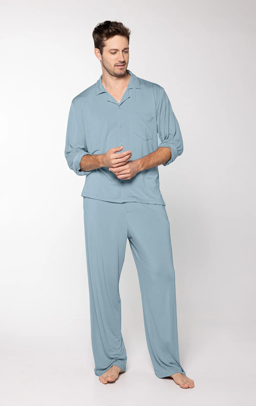 Consciously Cozy Capri & Button-Front Matching Couples Pajamas - Image 3