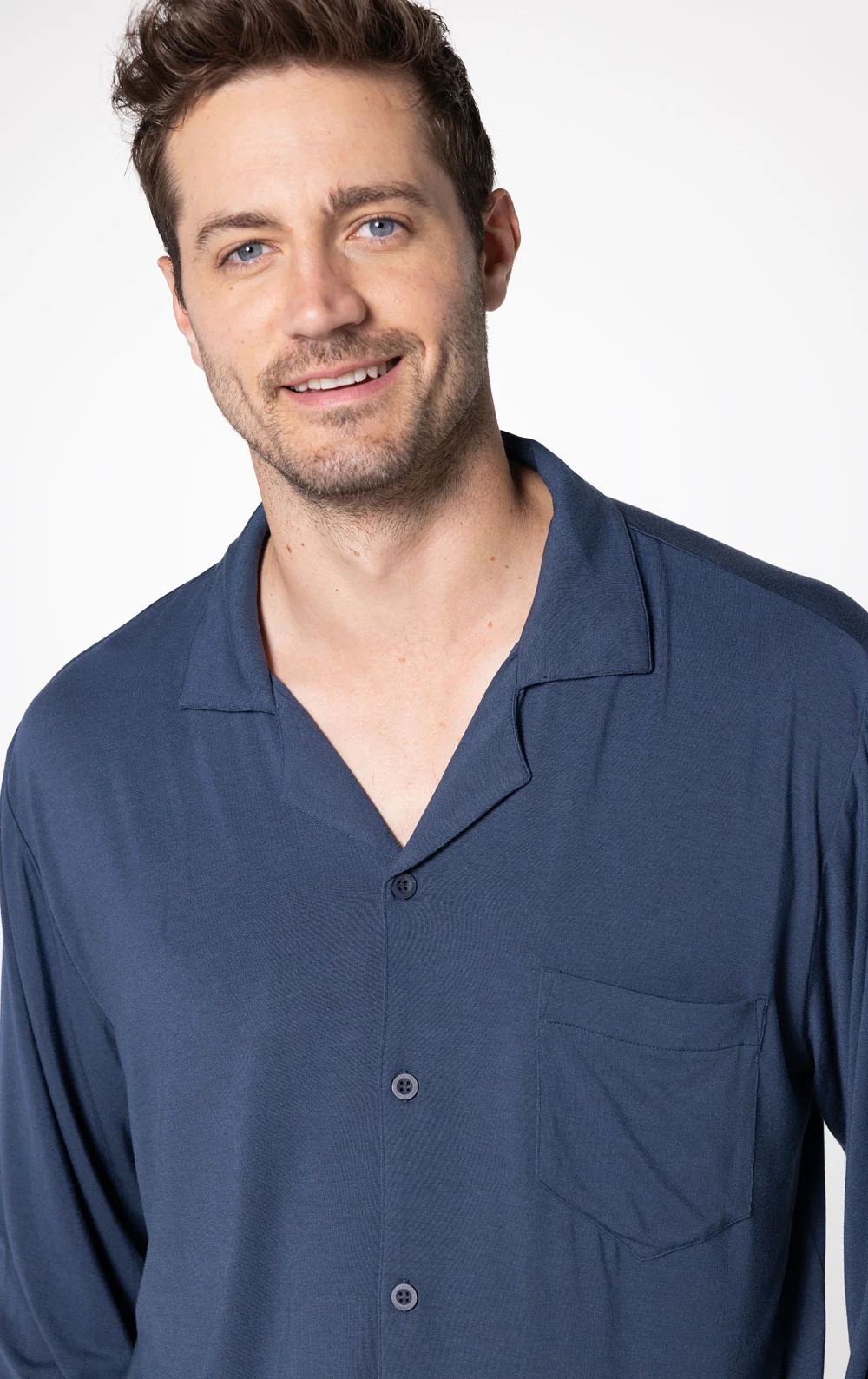 Men's Consciously Cozy Long Sleeve Button Front PJ - Couples #3 - Image 12