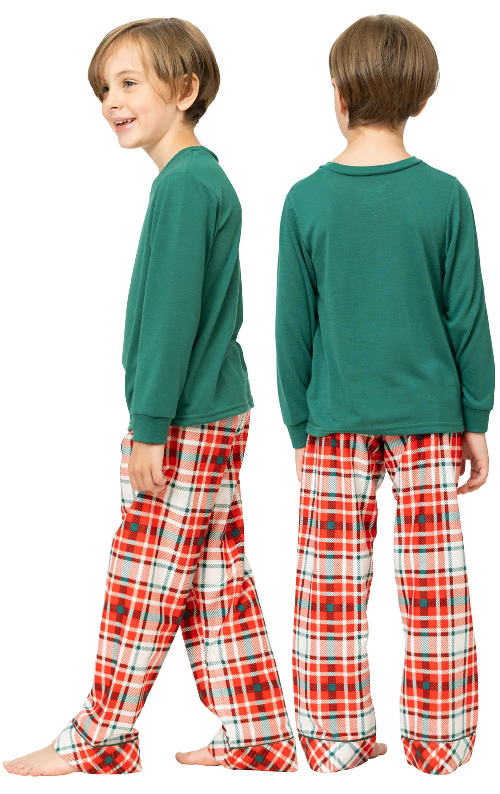 Modern Plaid Pullover Unisex Kids Pajamas - Image 3