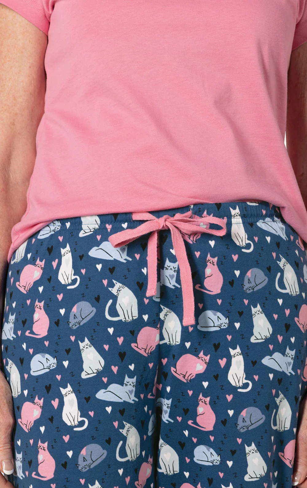Navy Cat Short Sleeve Pajamas - Image 4