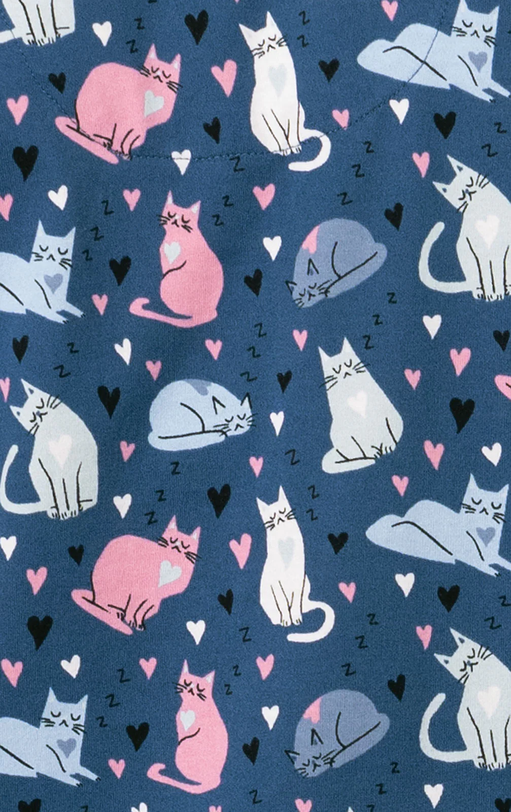 Navy Cat Short Sleeve Button-Front Capri Pajamas - Image 5
