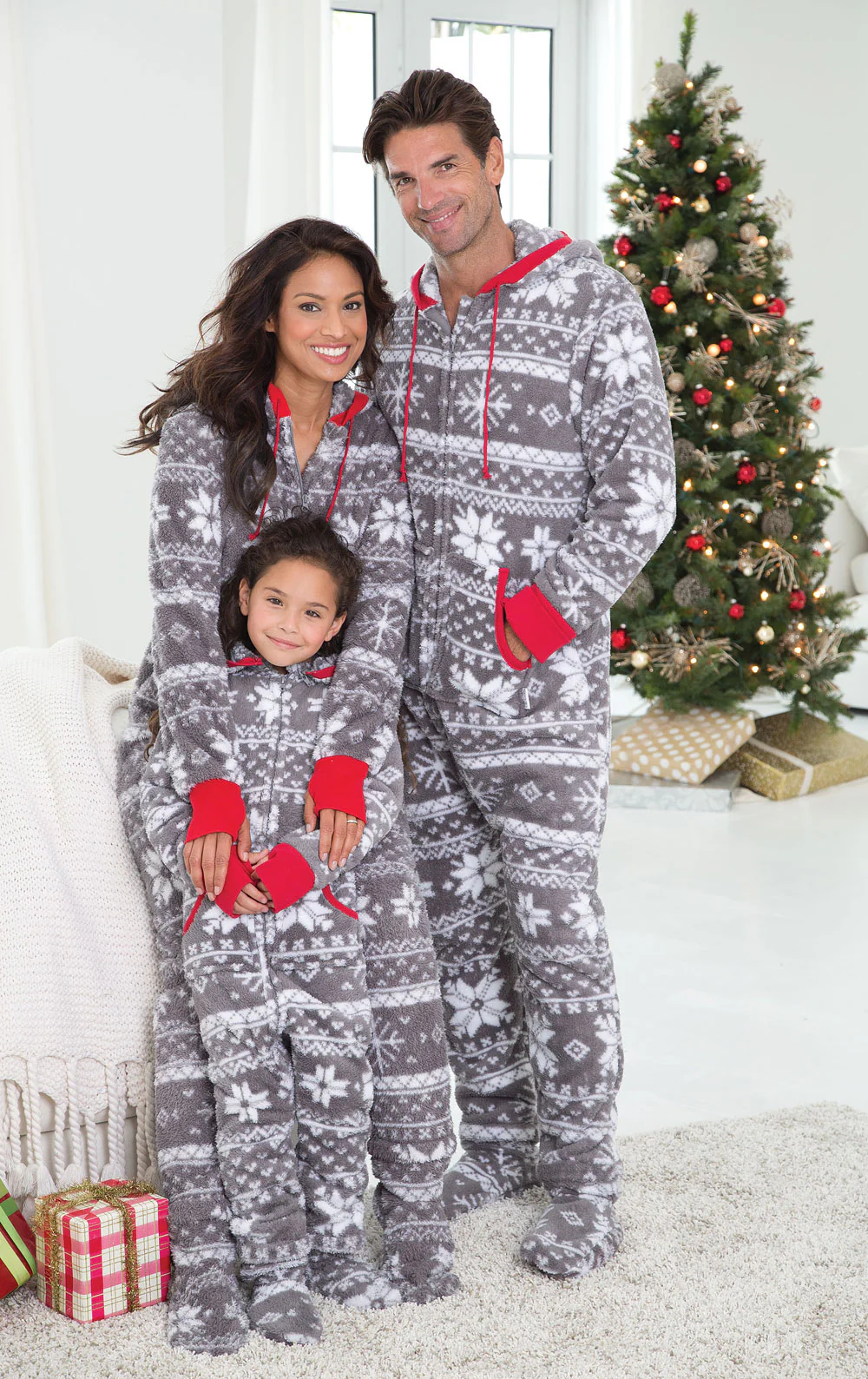 Nordic Fleece Hoodie-Footie Matching Family Pajamas - Image 11