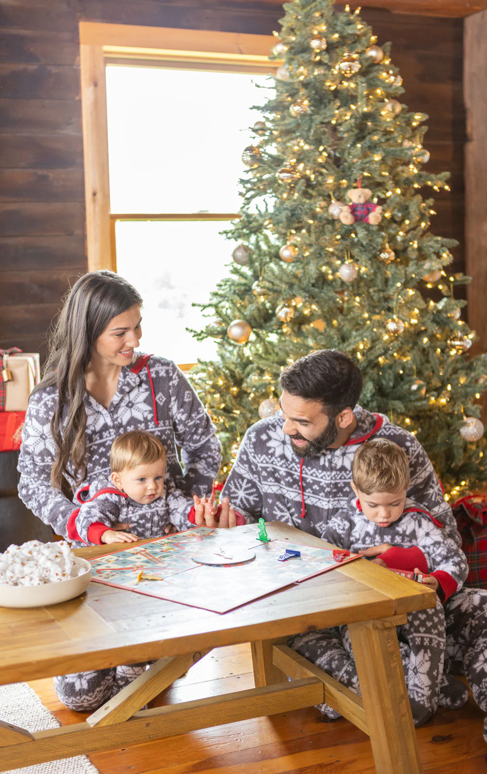 Nordic Fleece Hoodie-Footie Matching Family Pajamas - Image 3