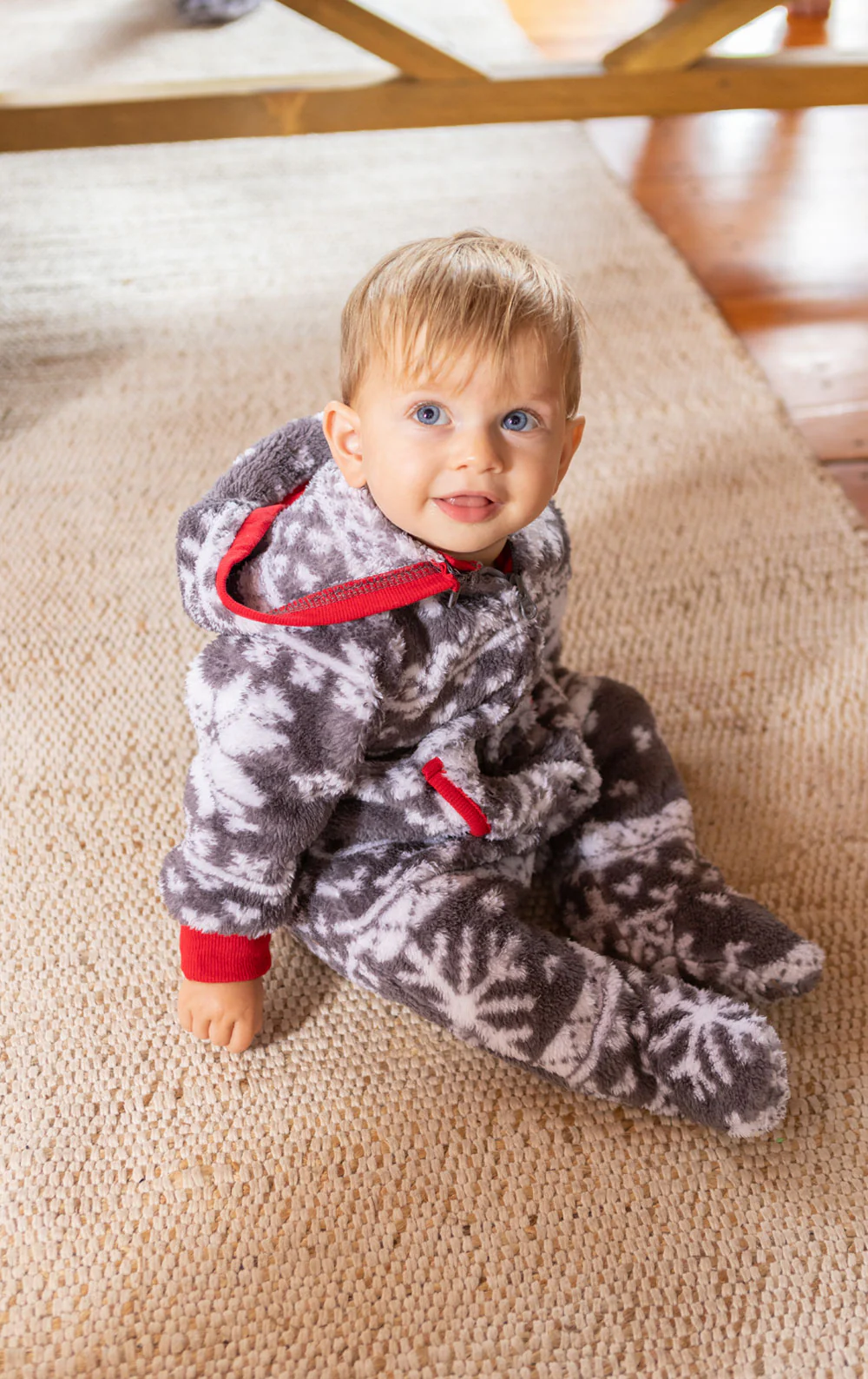Nordic Fleece Hoodie-Footie Matching Family Pajamas - Image 4