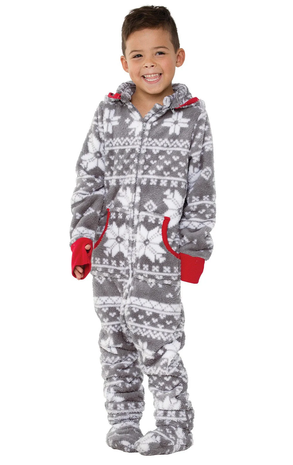 Nordic Fleece Hoodie-Footie Onesie Unisex Kids Pajamas - Family Set
