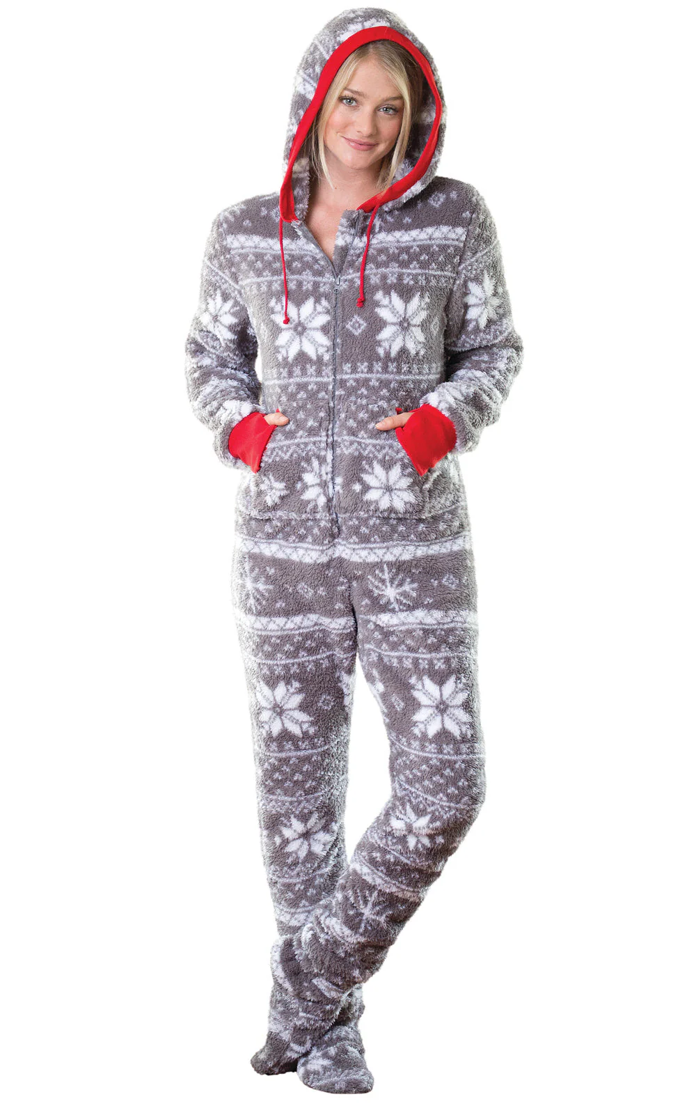 Nordic Fleece Hoodie-Footie Onesie Matching Pet & Owner Pajamas - Image 4