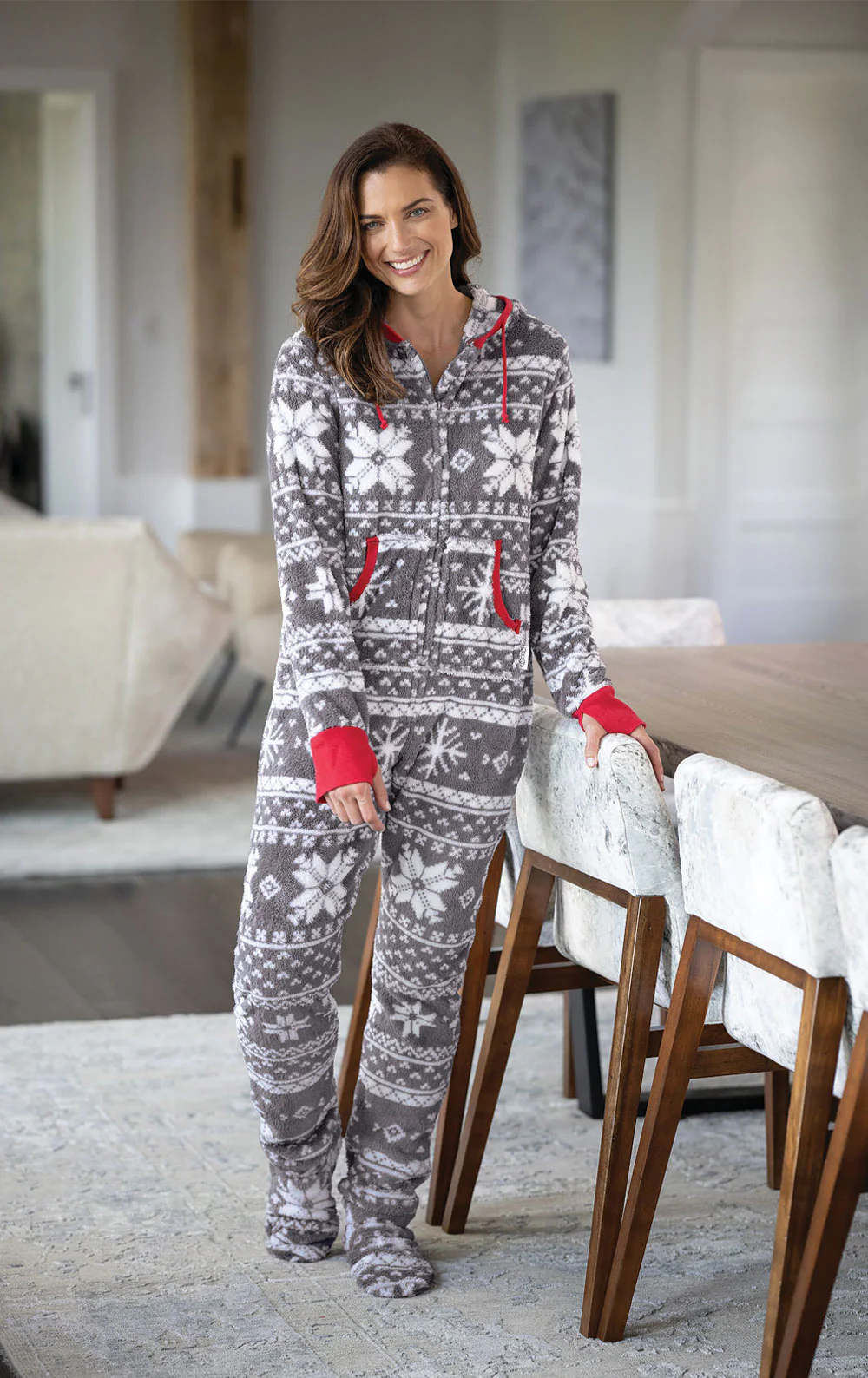 Nordic Fleece Hoodie-Footie Onesie Pajamas - Image 3