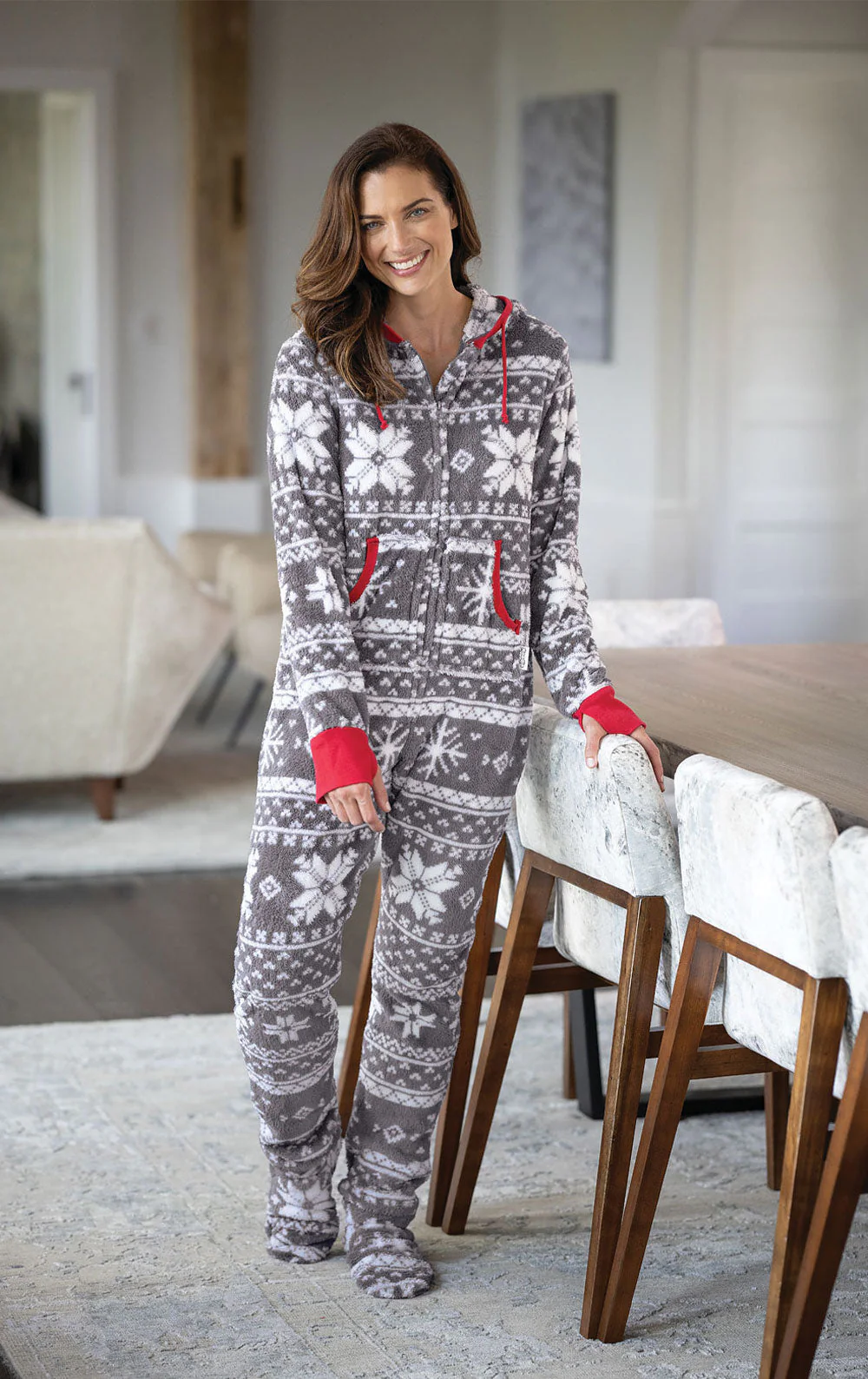 Nordic Fleece Hoodie-Footie Onesie Pajamas - Family Set - Image 5
