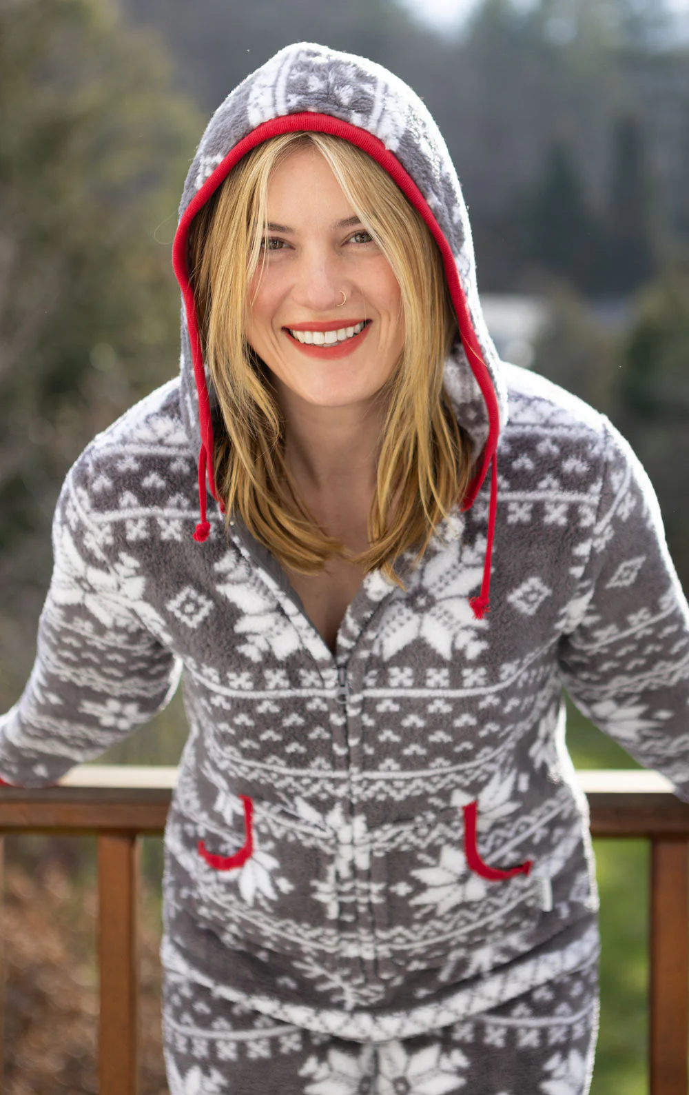 Nordic Fleece Hoodie-Footie Onesie Pajamas - Family Set - Image 7