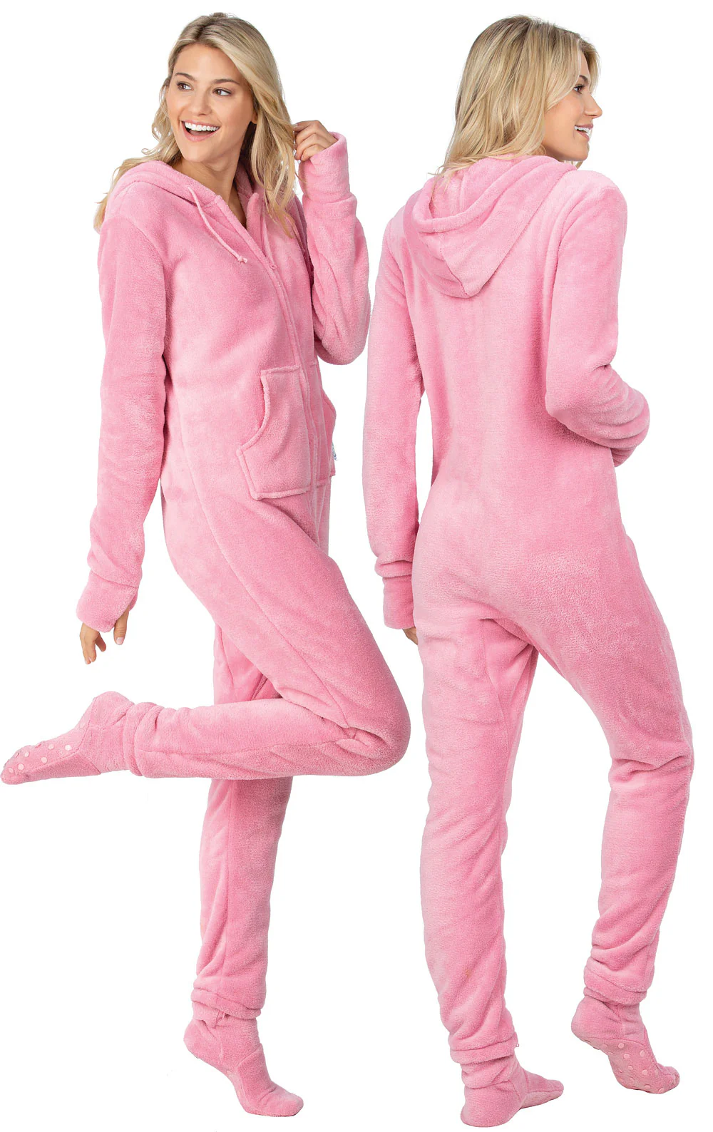 Pink Hoodie-Footie Onesie Pajamas - Image 3