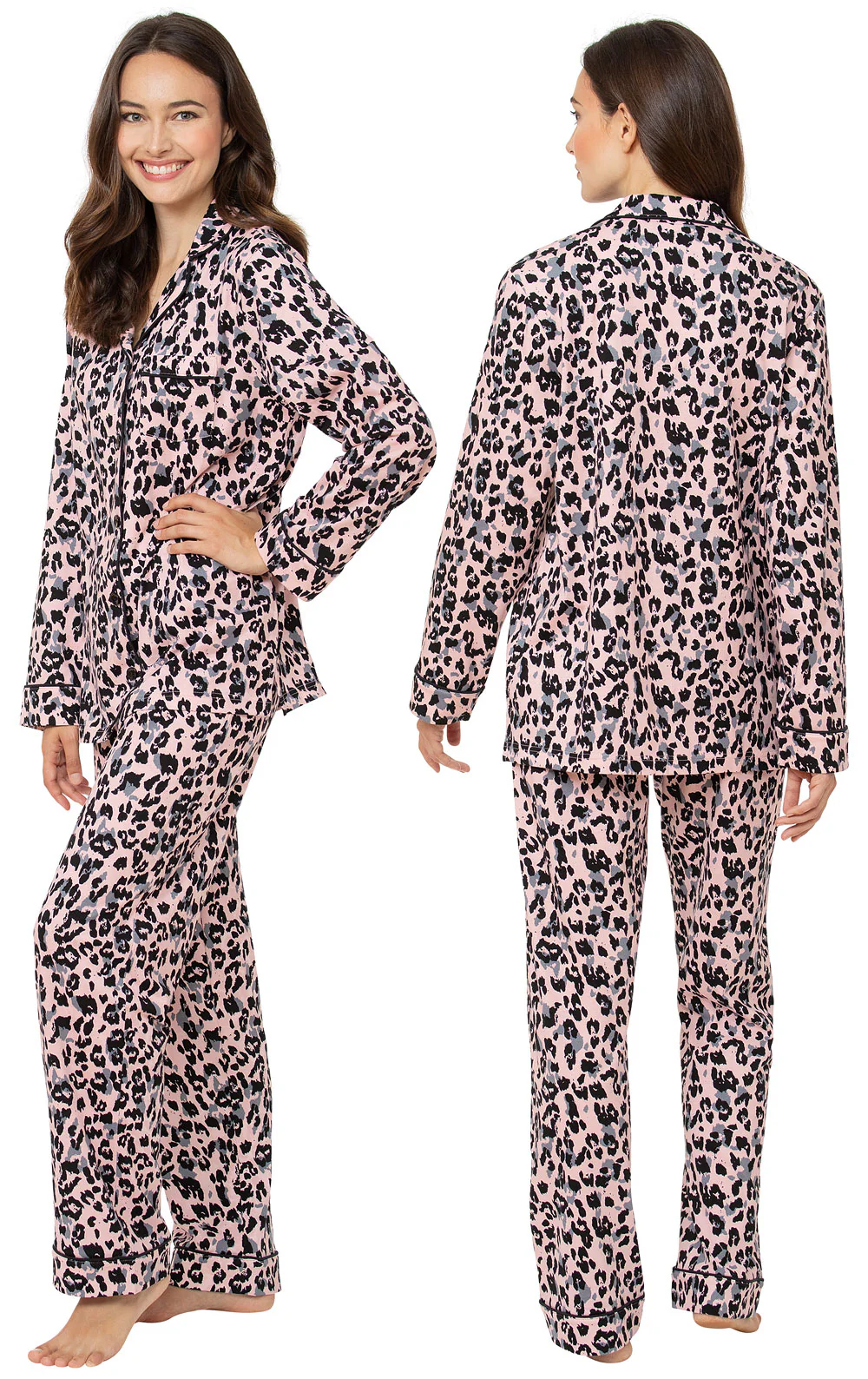 Pink Leopard Button-Front Pajamas - Image 3