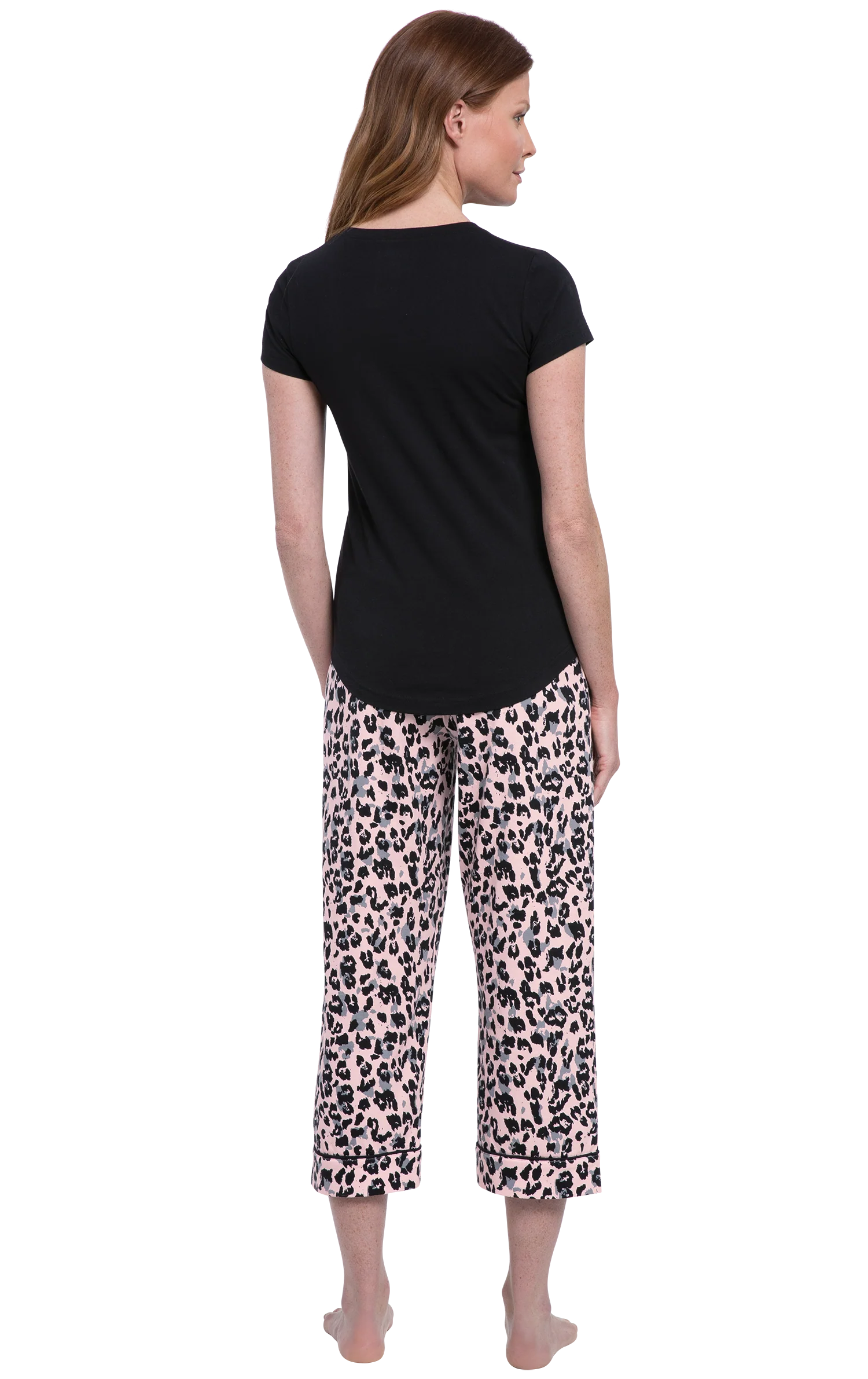 Pink Leopard - Pocket Tee Capri Pajamas - Image 3
