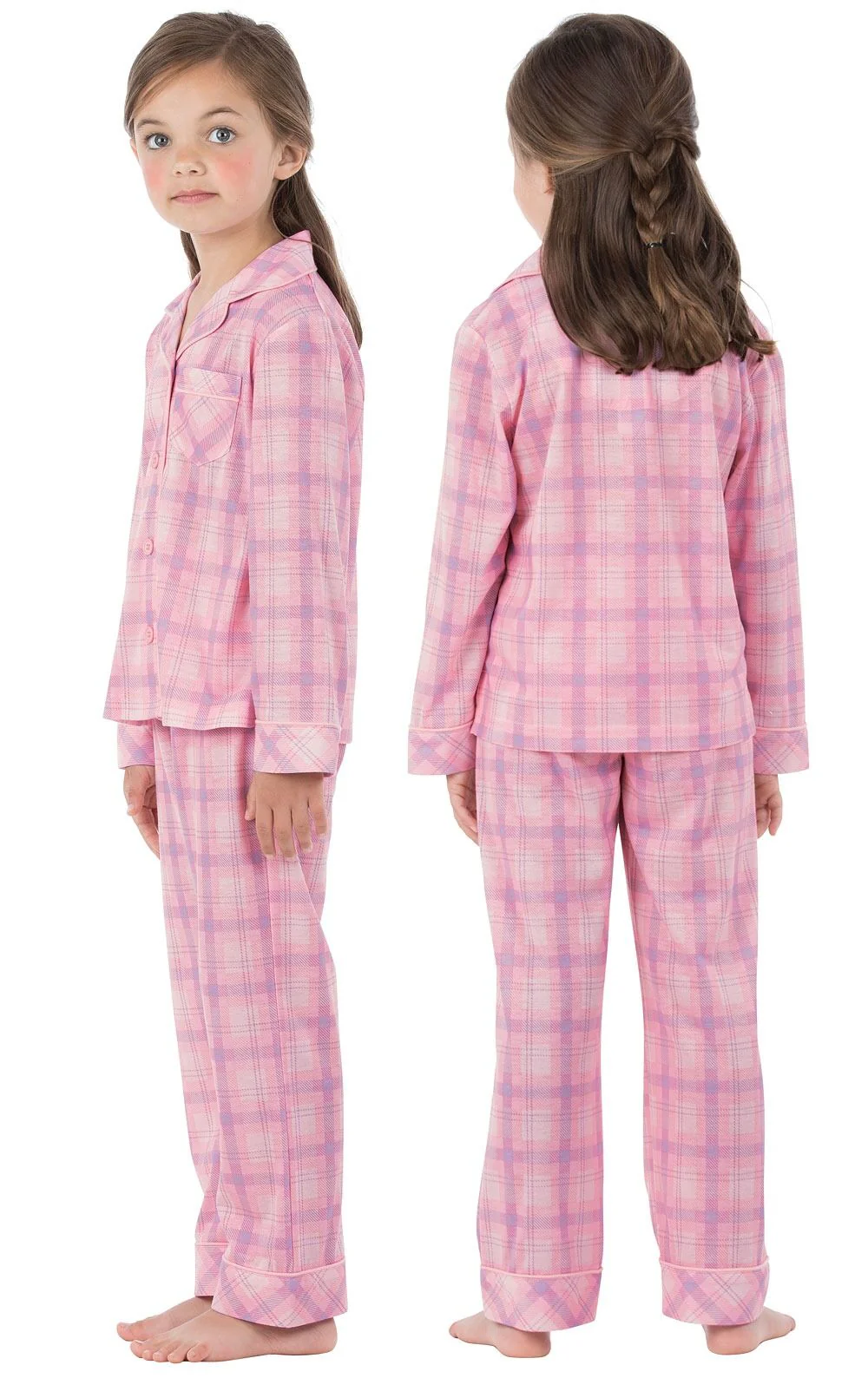 Plaid Button-Front Unisex Kids Pajamas - Image 2