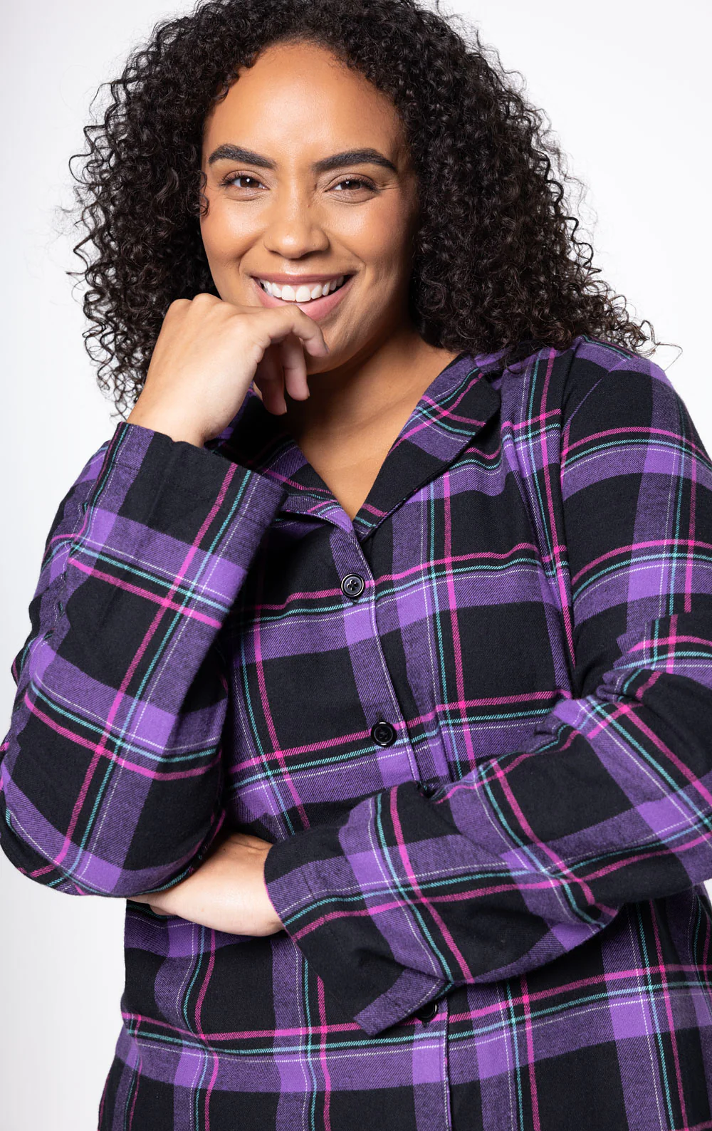 Plaid Button-Front Jogger Pajamas - Image 10
