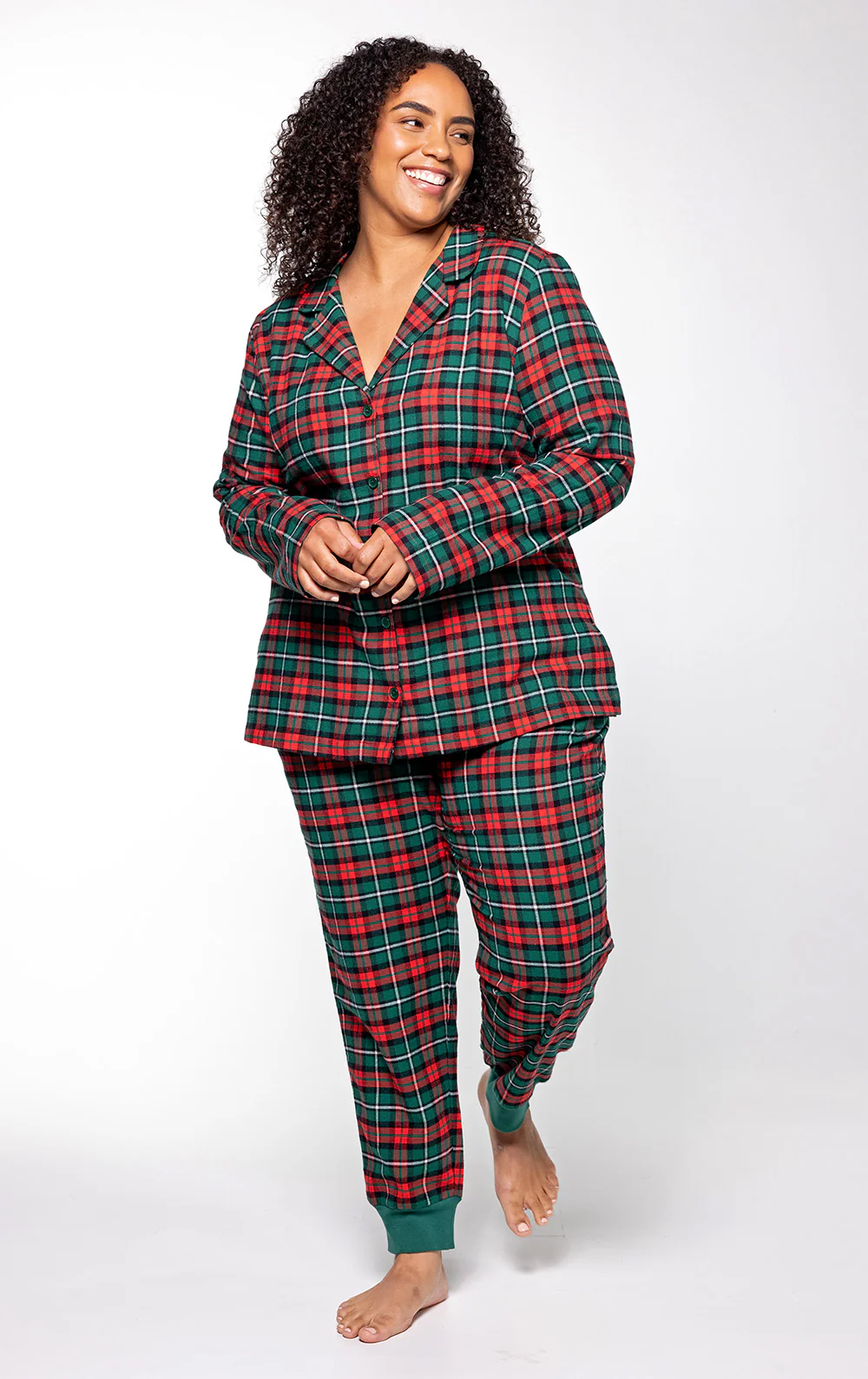 Plaid Button-Front Jogger Pajamas - Image 13