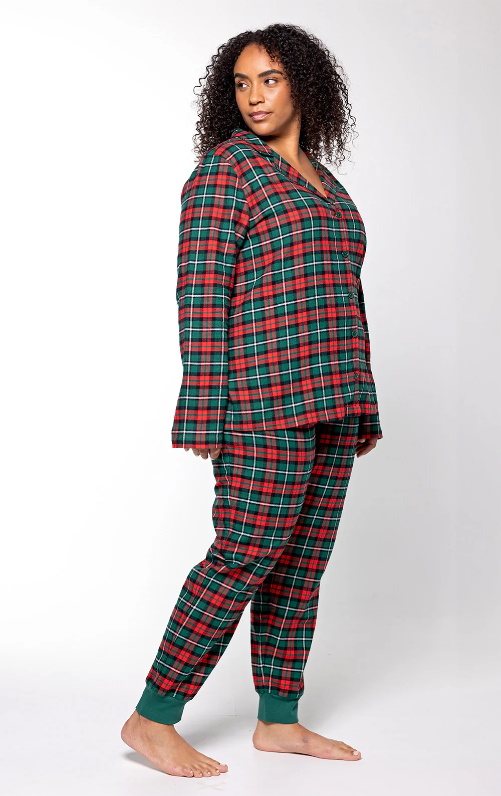 Plaid Button-Front Jogger Pajamas - Image 14