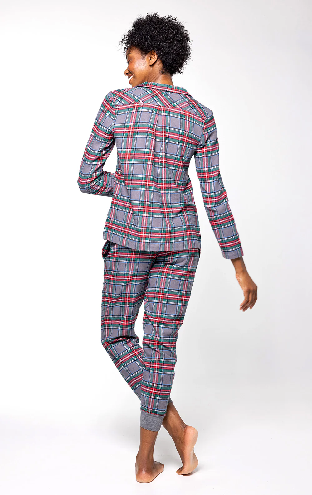 Plaid Button-Front Jogger Pajamas - Image 19