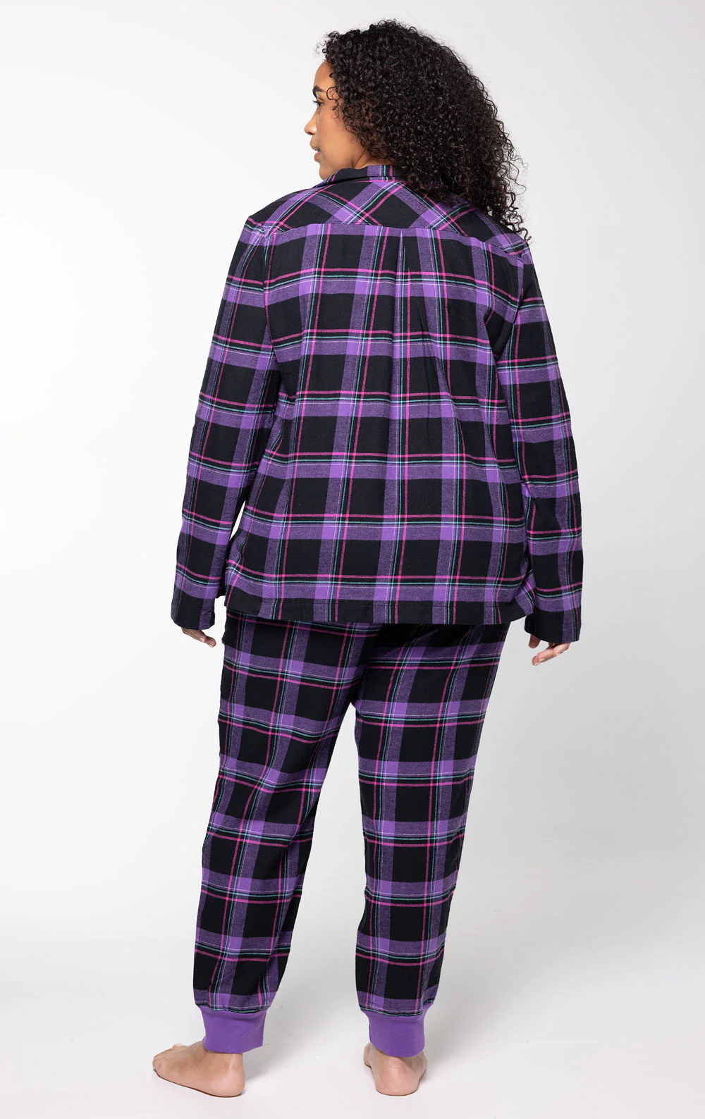 Plaid Button-Front Jogger Pajamas - Image 8