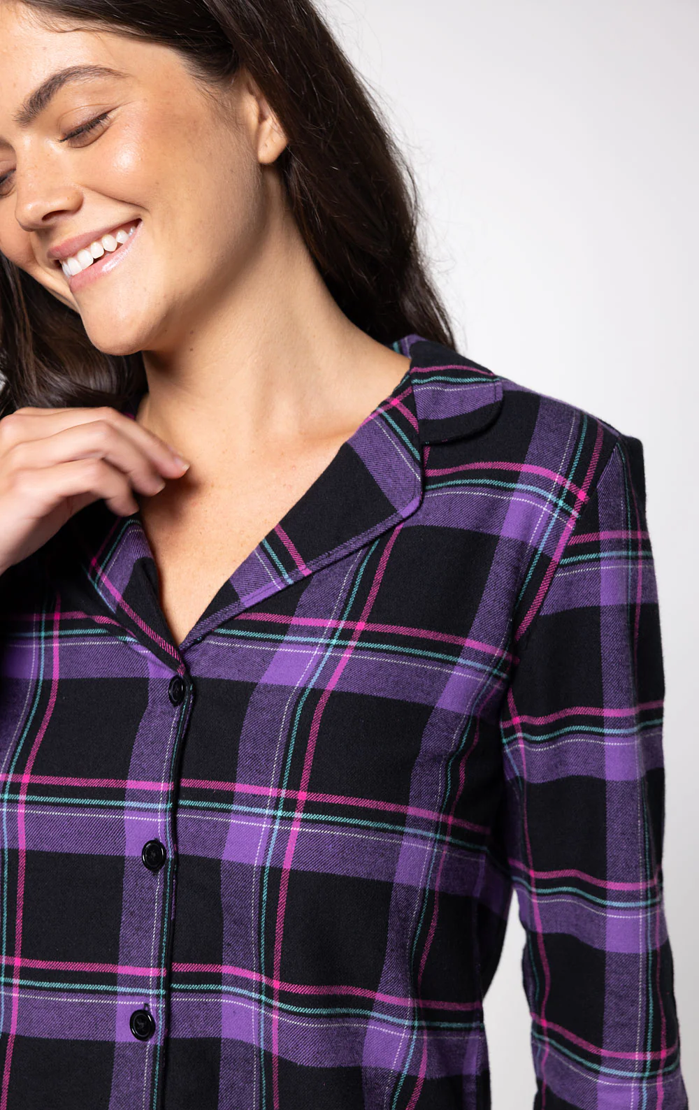 Plaid Button-Front Jogger Pajamas - Image 9