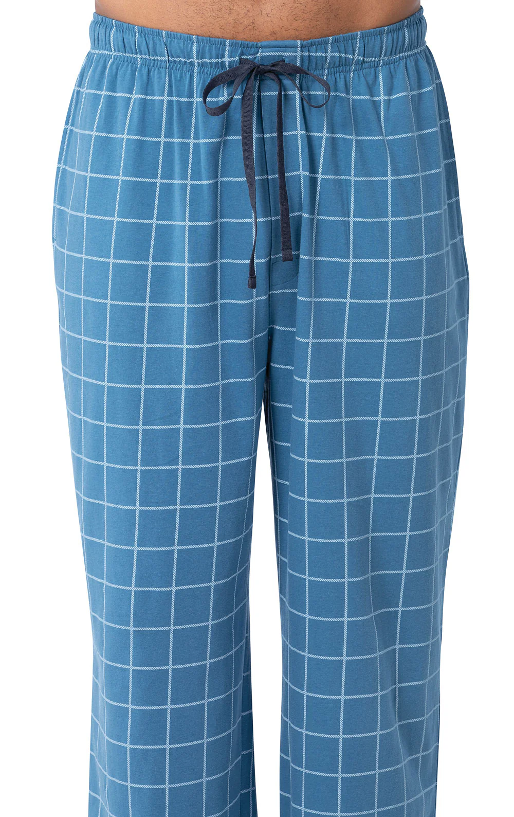 Blue Check Plaid Button-Front Men's Pajamas - Image 3