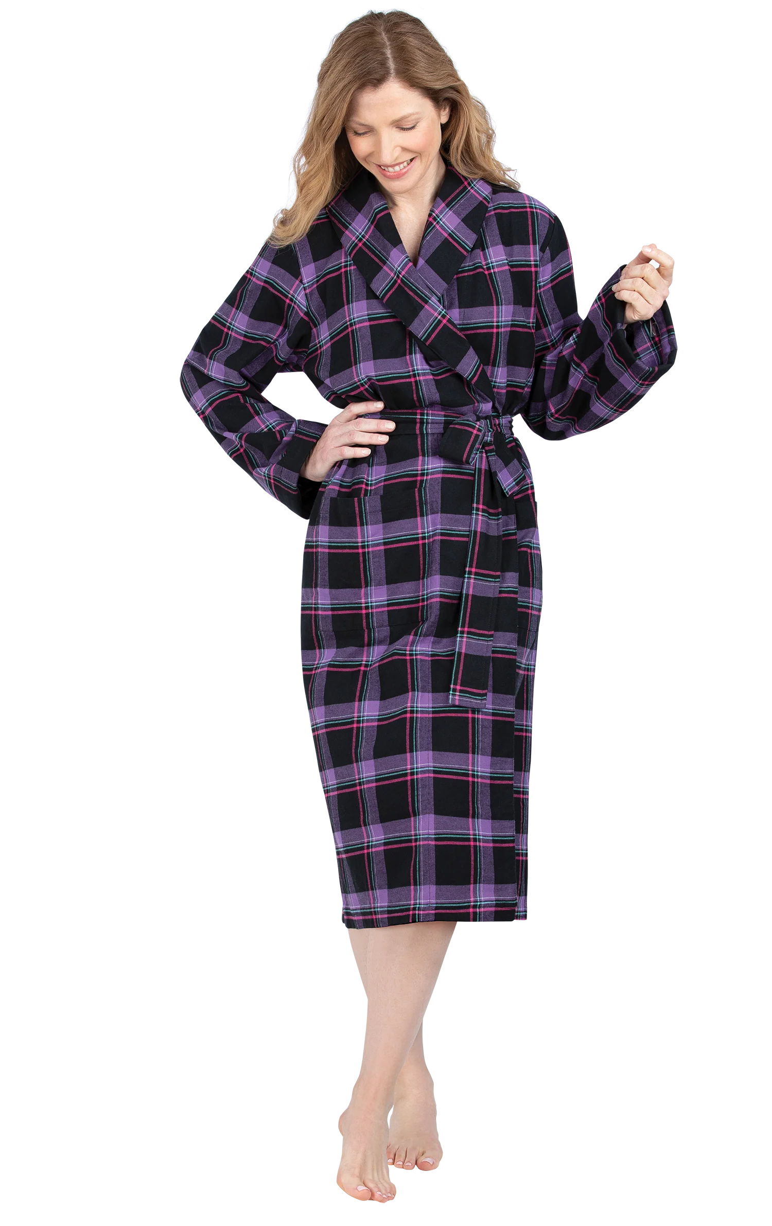 Blackberry Plaid Flannel Robe