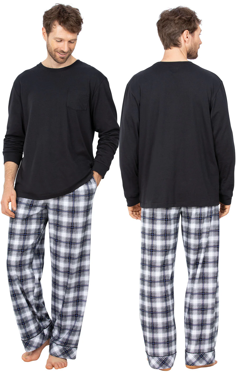 Plaid Long Sleeve Men's Pajamas - Image 2
