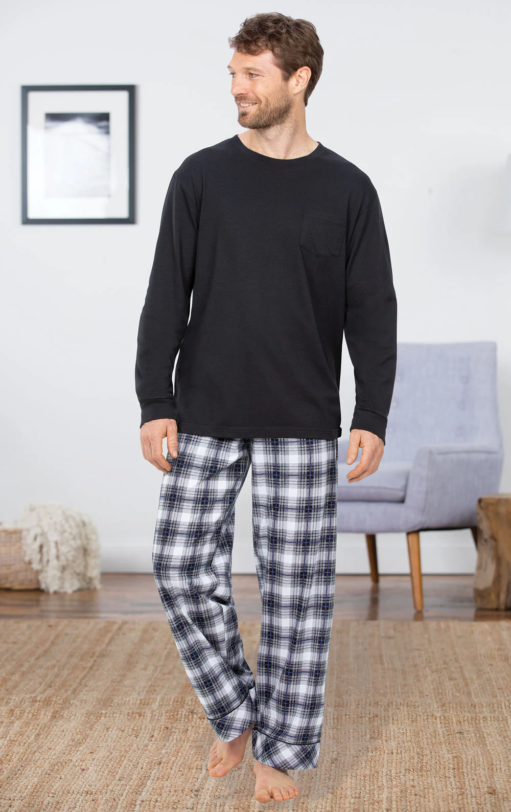Plaid Long Sleeve Men's Pajamas - Image 3
