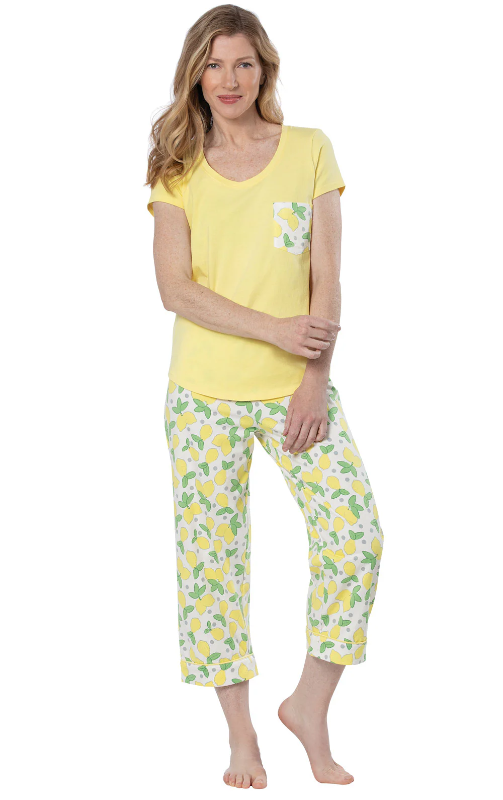Printed Pocket Tee Capri Pajamas- Final Sale - Image 14